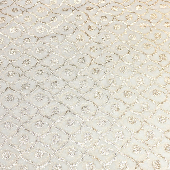 Banarasi Chanderi Zari Fabric 44" – Elegant Designer Weave-000485-18