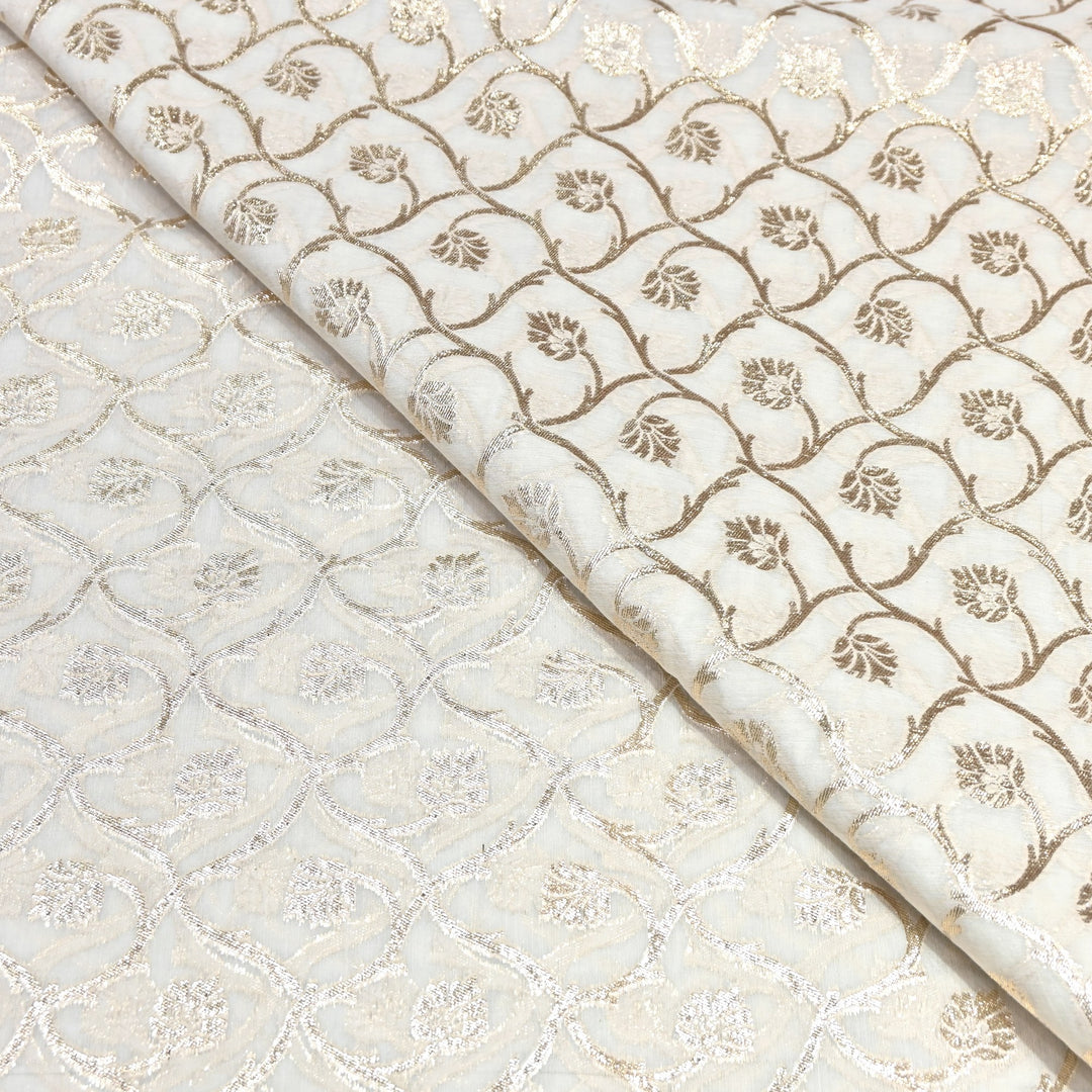 Banarasi Chanderi Zari Fabric 44" – Elegant Designer Weave-000485-18