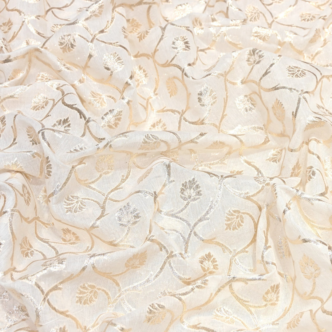 Banarasi Chanderi Zari Fabric 44" – Elegant Designer Weave-000485-18