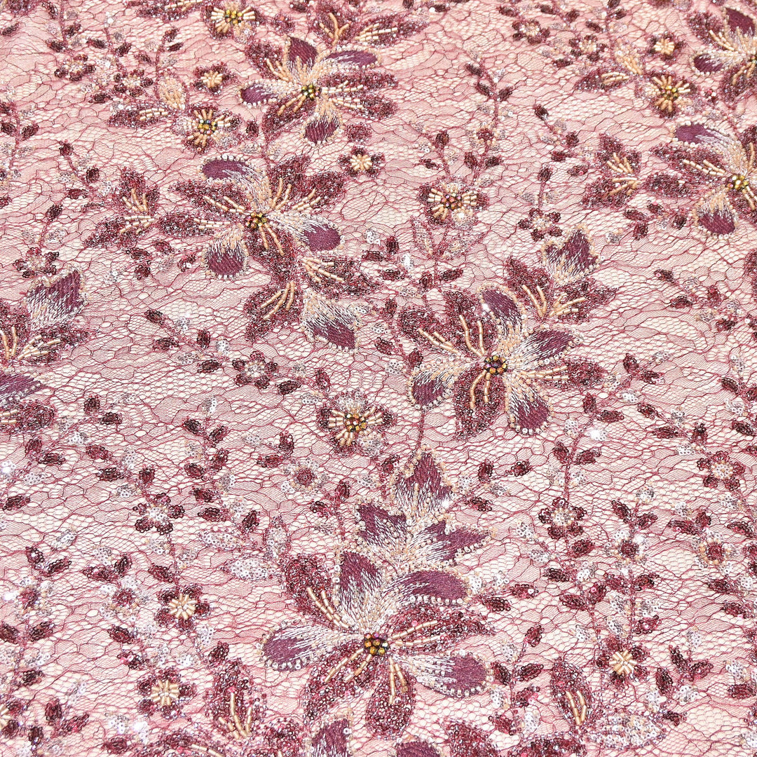 Premium Imported Net Fabric with Heavy Floral Thread, Sequin & Bead Embroidery | 23529552-1