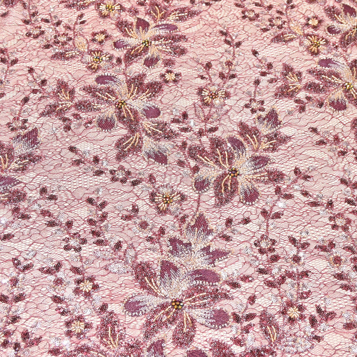 Premium Imported Net Fabric with Heavy Floral Thread, Sequin & Bead Embroidery | 23529552-1