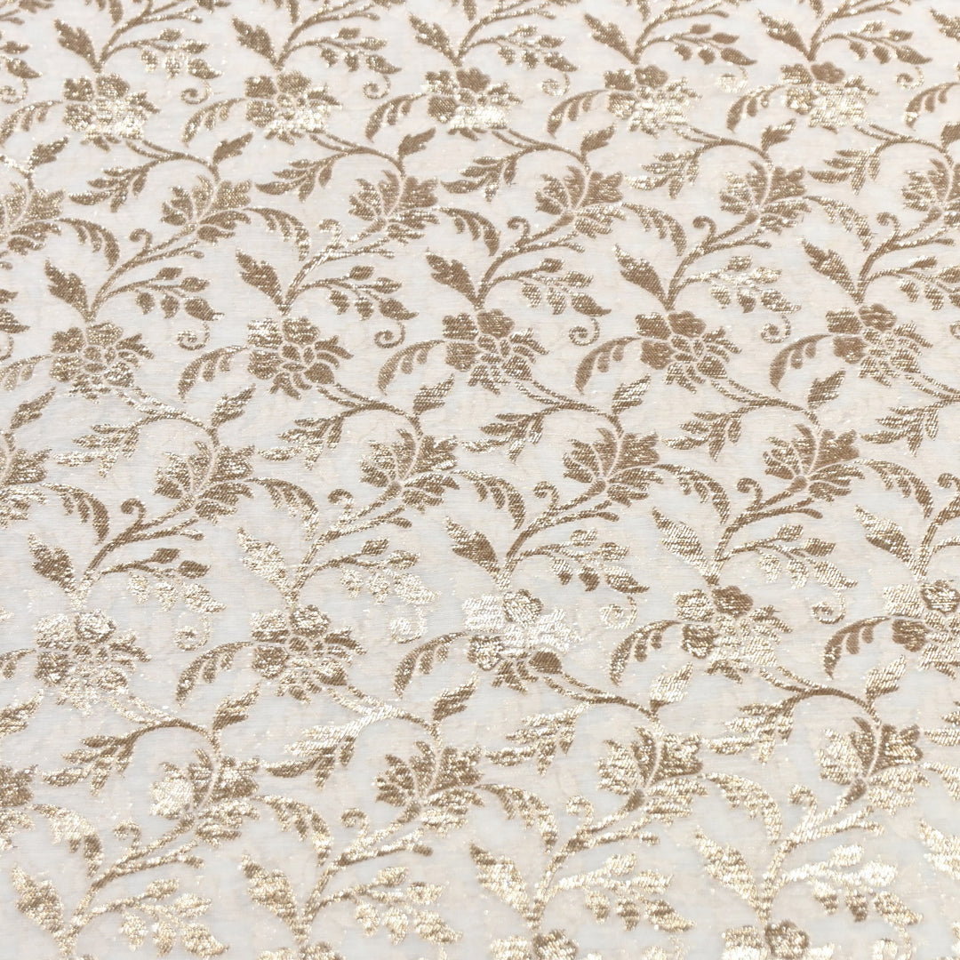 Banarasi Chanderi Floral Zari Fabric 44" – Elegant Designer Weave-000485-22