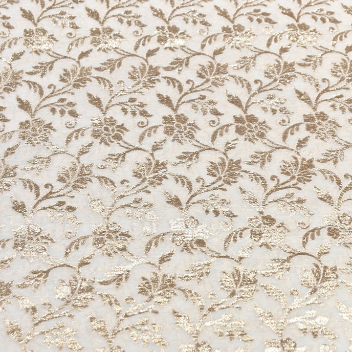 Banarasi Chanderi Floral Zari Fabric 44" – Elegant Designer Weave-000485-22
