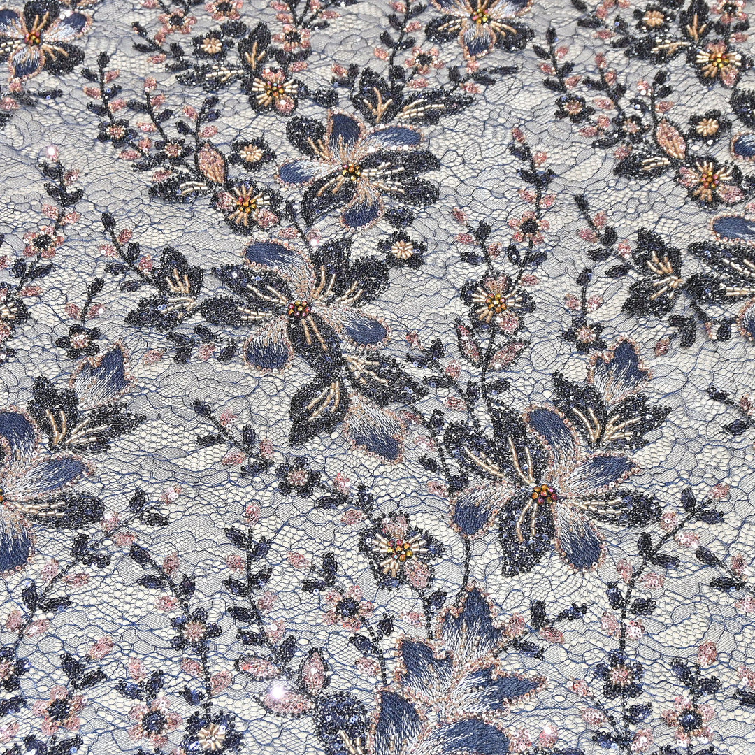 Premium Imported Net Fabric with Heavy Floral Thread, Sequin & Bead Embroidery | 23529552-2