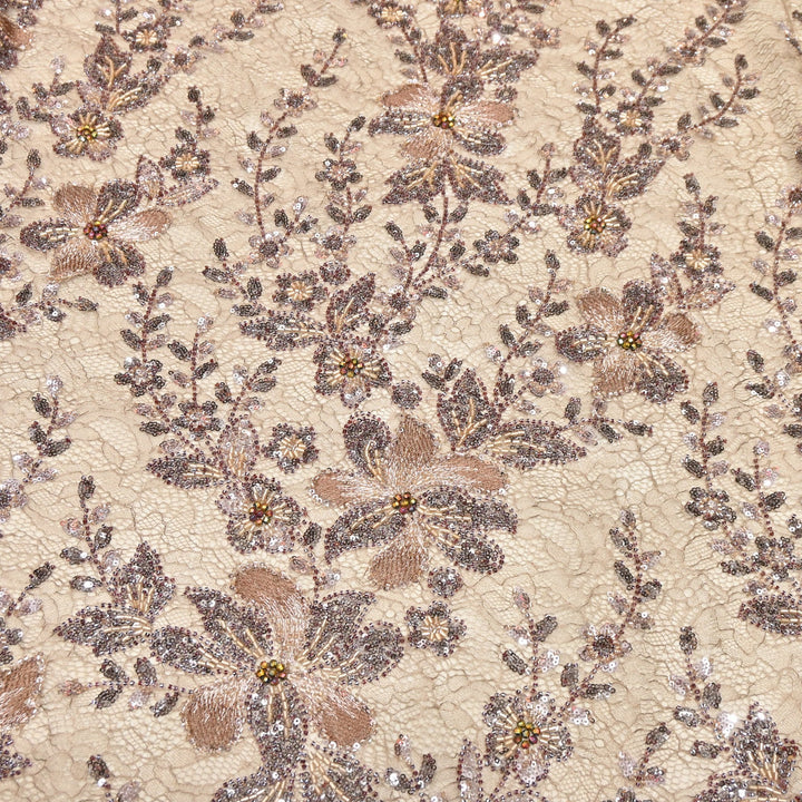Premium Imported Net Fabric with Heavy Floral Thread, Sequin & Bead Embroidery | 23529552-3