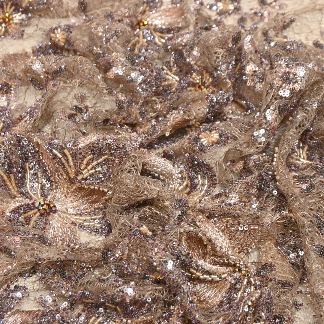 Premium Imported Net Fabric with Heavy Floral Thread, Sequin & Bead Embroidery | 23529552-3