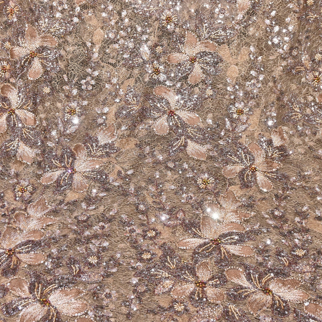 Premium Imported Net Fabric with Heavy Floral Thread, Sequin & Bead Embroidery | 23529552-3