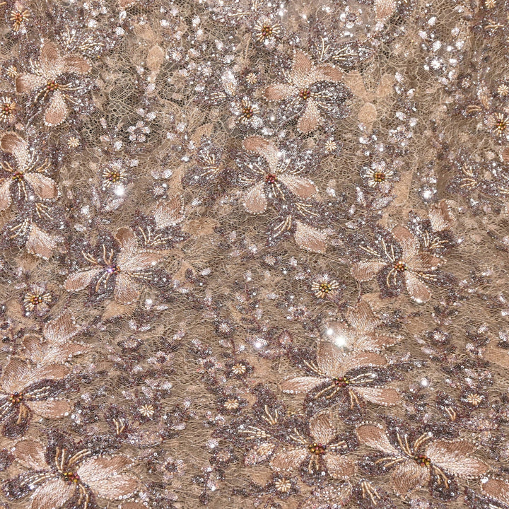 Premium Imported Net Fabric with Heavy Floral Thread, Sequin & Bead Embroidery | 23529552-3