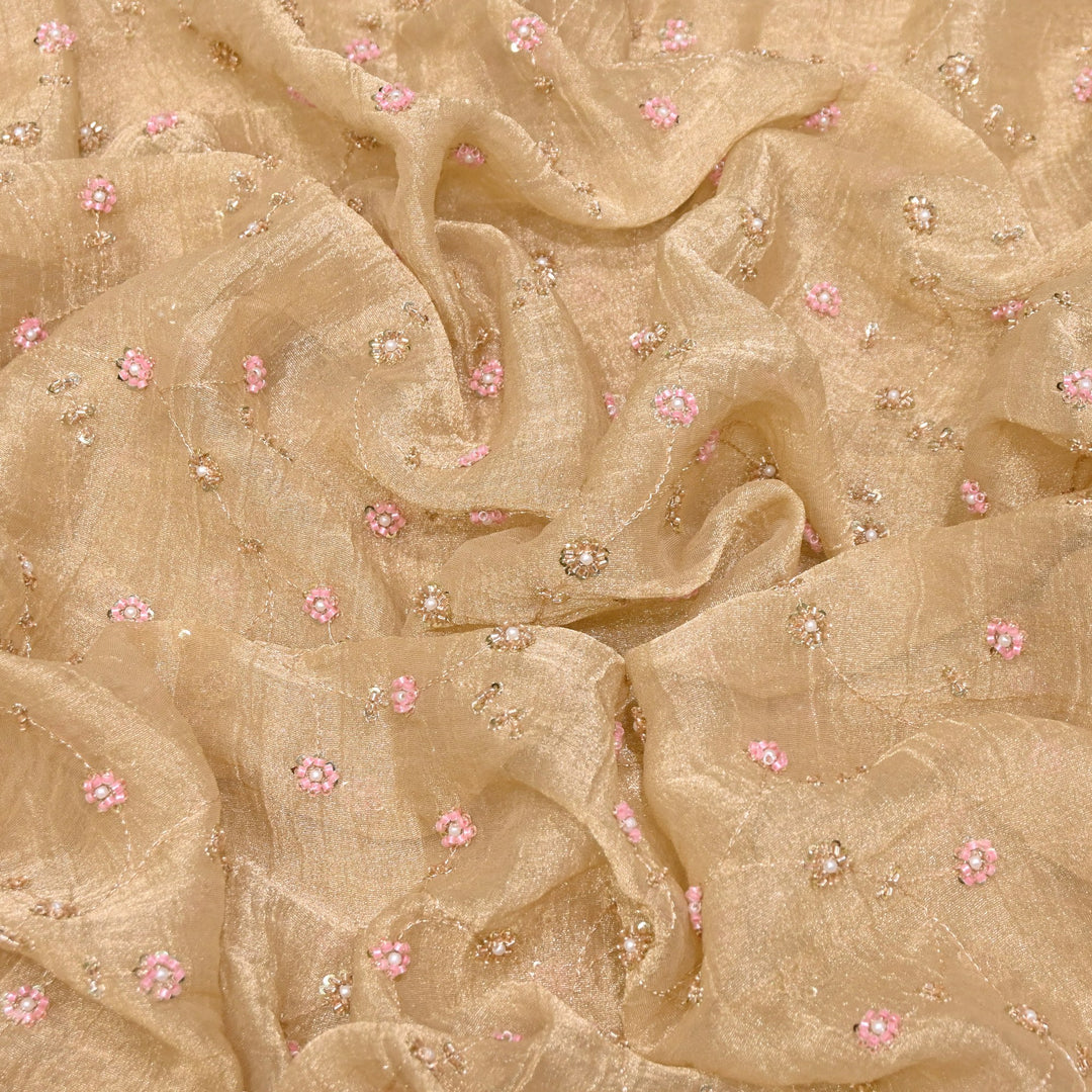 Dyed Shimmer Tissue Moti Sequins Embroidery Fabric - S50735-1
