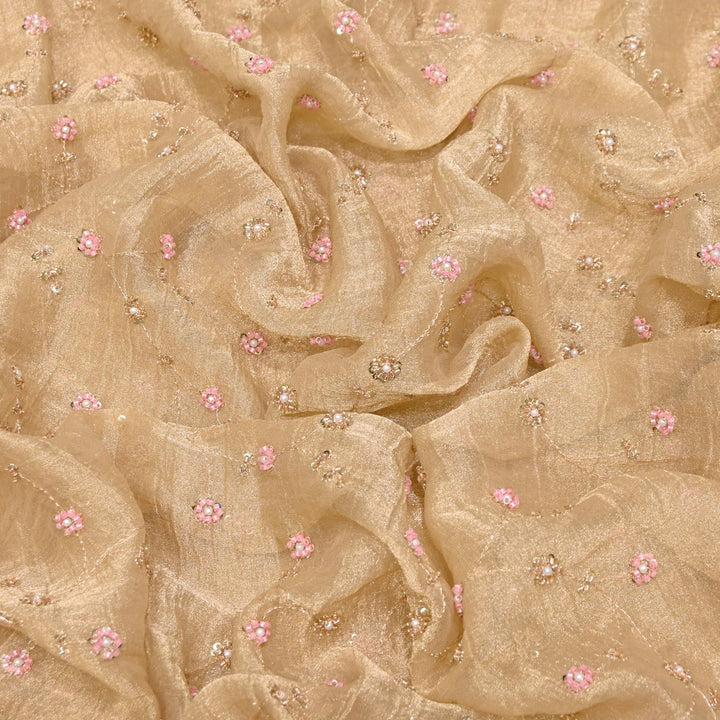 Dyed Shimmer Tissue Moti Sequins Embroidery Fabric - S50735-1