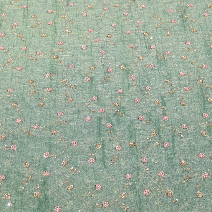 Dyed Shimmer Tissue Moti Sequins Embroidery Fabric - S50735-2