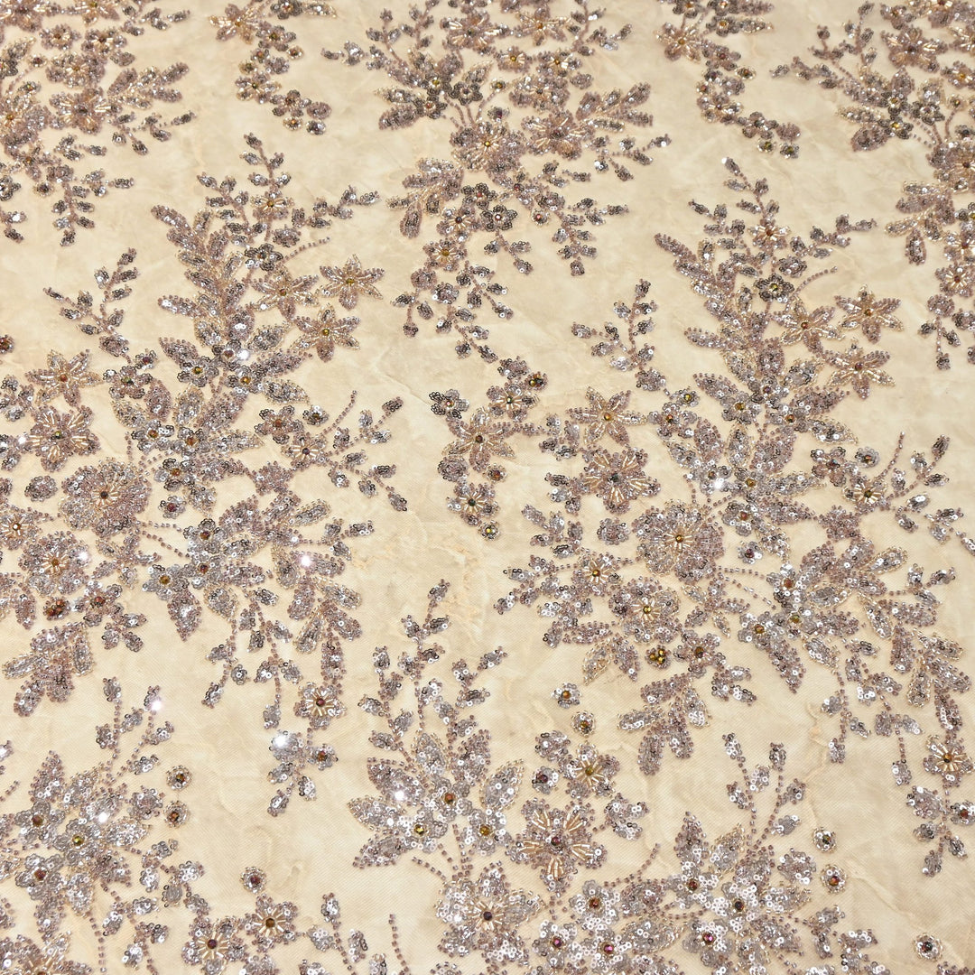 Premium Imported Net Embroidery Fabric with Heavy Sequin & Beads| 06369508-1