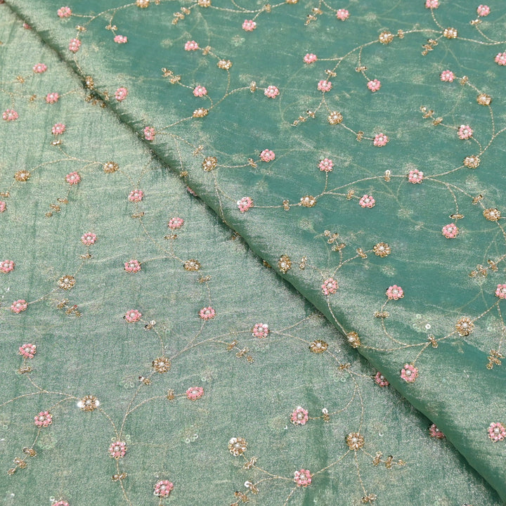 Dyed Shimmer Tissue Moti Sequins Embroidery Fabric - S50735-2