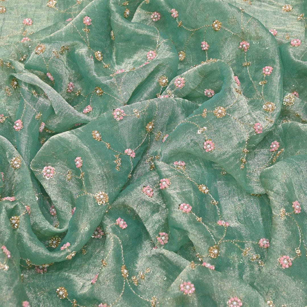 Dyed Shimmer Tissue Moti Sequins Embroidery Fabric - S50735-2