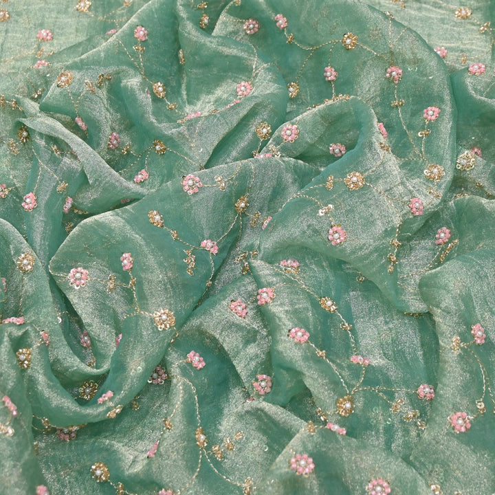 Dyed Shimmer Tissue Moti Sequins Embroidery Fabric - S50735-2