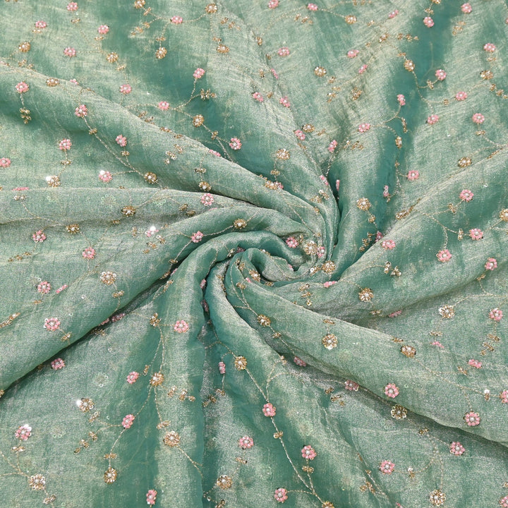 Dyed Shimmer Tissue Moti Sequins Embroidery Fabric - S50735-2