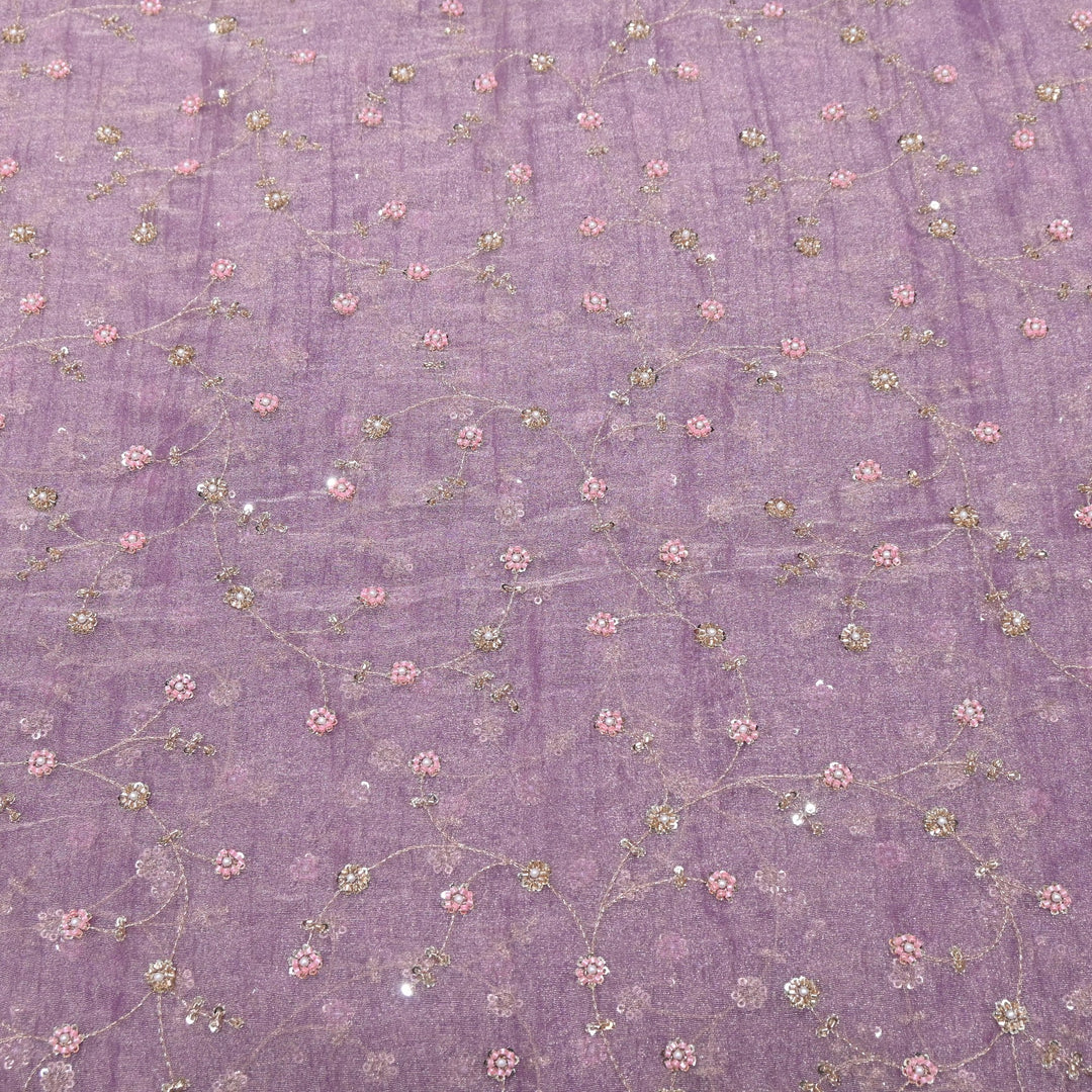 Dyed Shimmer Tissue Moti Sequins Embroidery Fabric - S50735-3