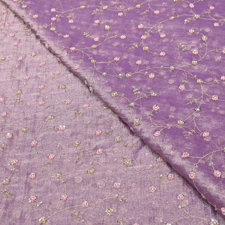 Dyed Shimmer Tissue Moti Sequins Embroidery Fabric - S50735-3