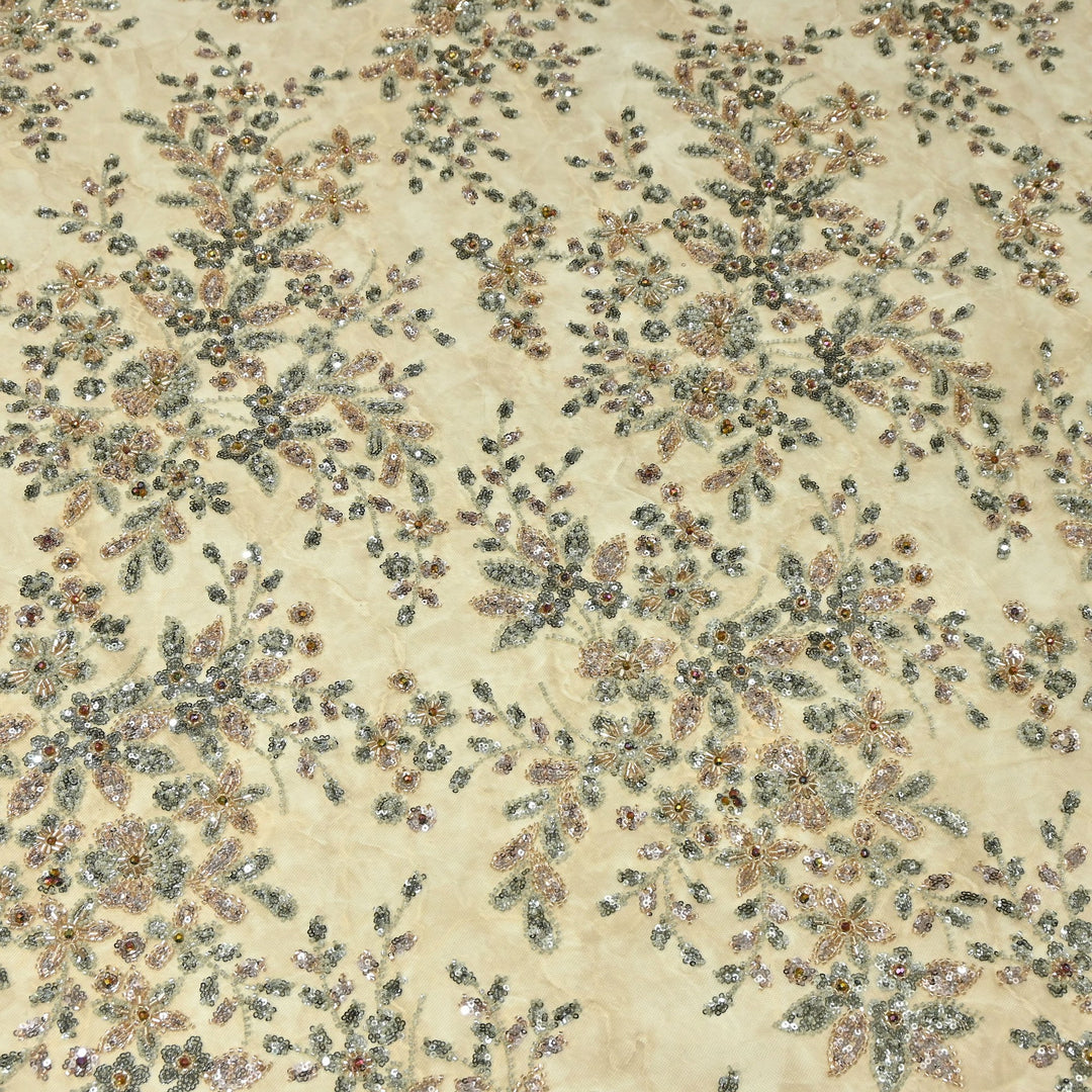 Premium Imported Net Embroidery Fabric with Heavy Sequin & Beads| 06369508-2