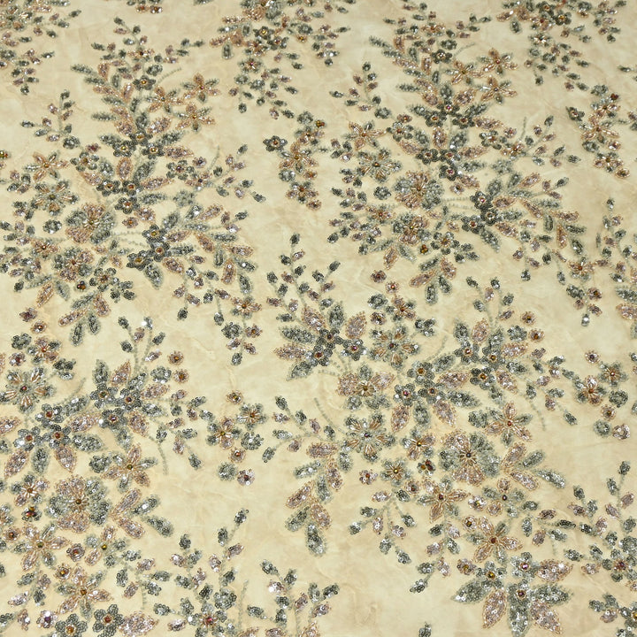 Premium Imported Net Embroidery Fabric with Heavy Sequin & Beads| 06369508-2