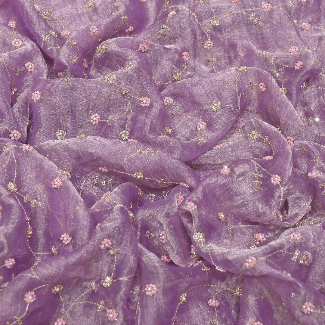 Dyed Shimmer Tissue Moti Sequins Embroidery Fabric - S50735-3