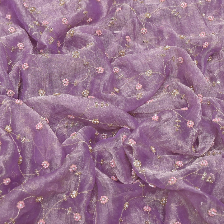 Dyed Shimmer Tissue Moti Sequins Embroidery Fabric - S50735-3