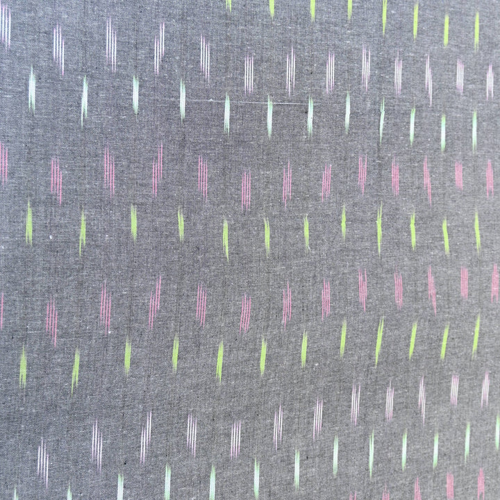 Gery Color Cotton Ikkat Print Fabric-000674-6