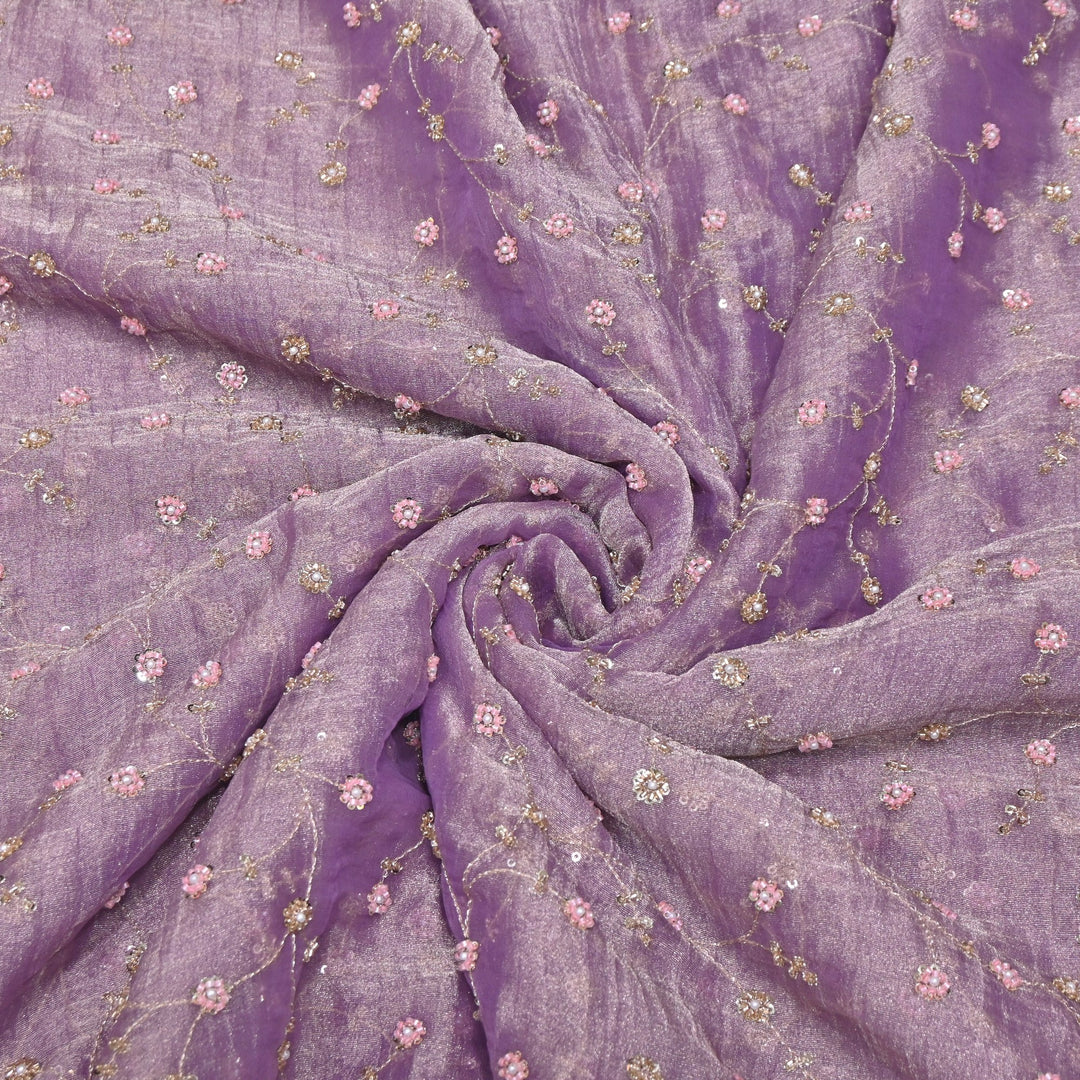 Dyed Shimmer Tissue Moti Sequins Embroidery Fabric - S50735-3