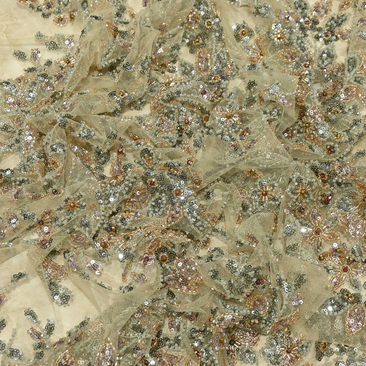 Premium Imported Net Embroidery Fabric with Heavy Sequin & Beads| 06369508-2