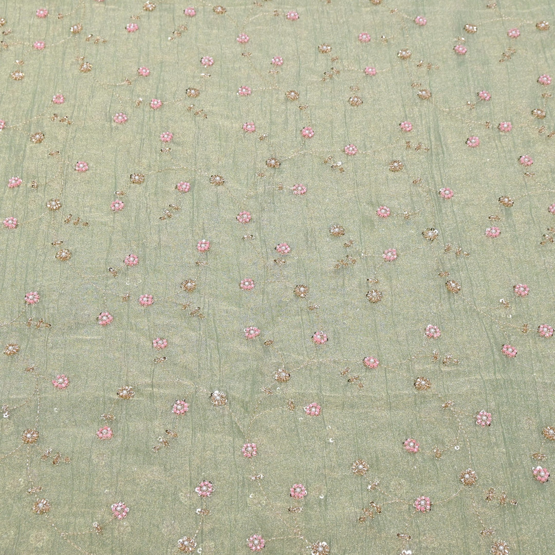 Dyed Shimmer Tissue Moti Sequins Embroidery Fabric - S50735-4