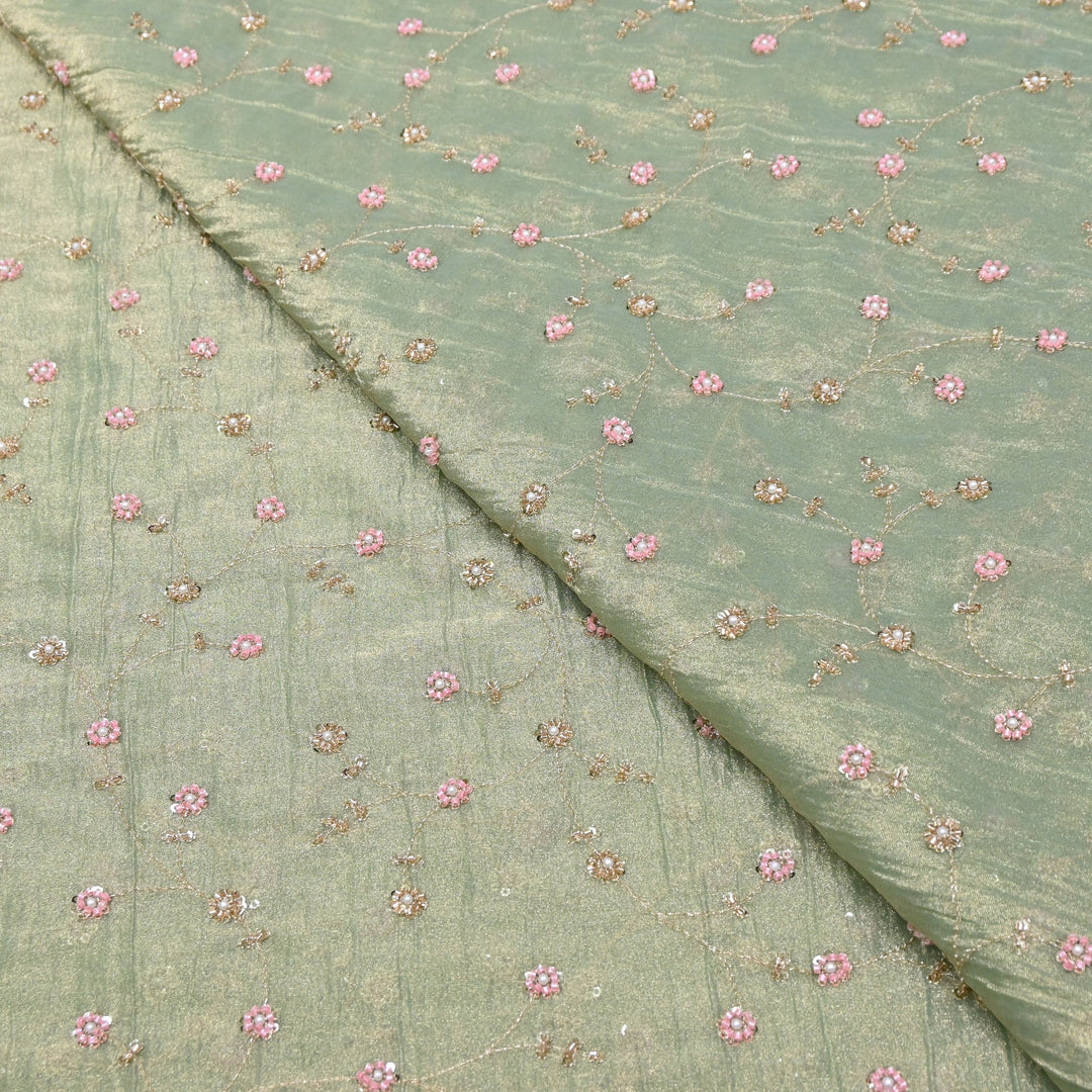 Dyed Shimmer Tissue Moti Sequins Embroidery Fabric - S50735-4