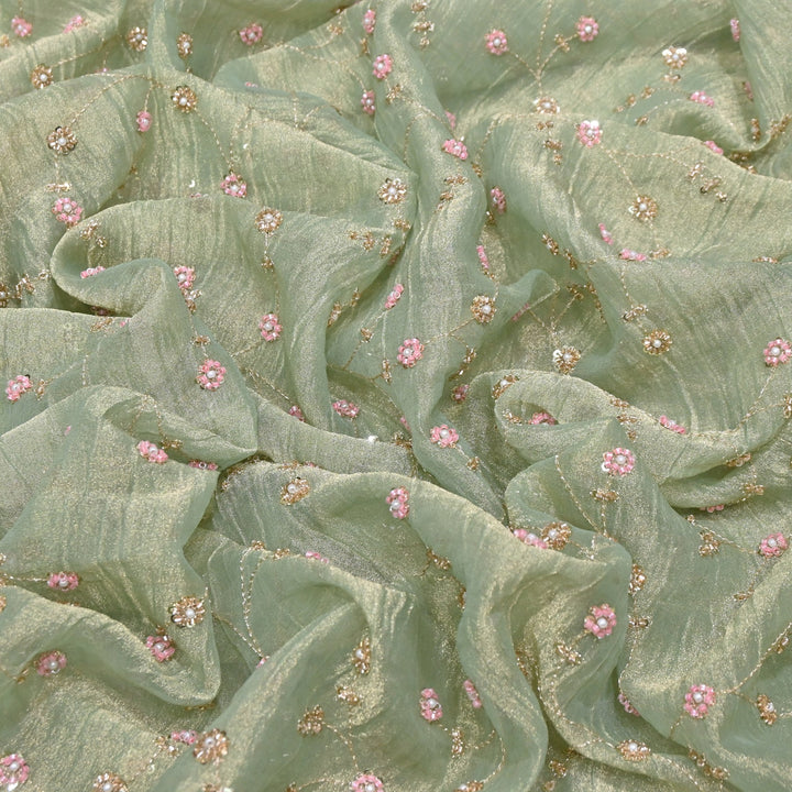 Dyed Shimmer Tissue Moti Sequins Embroidery Fabric - S50735-4
