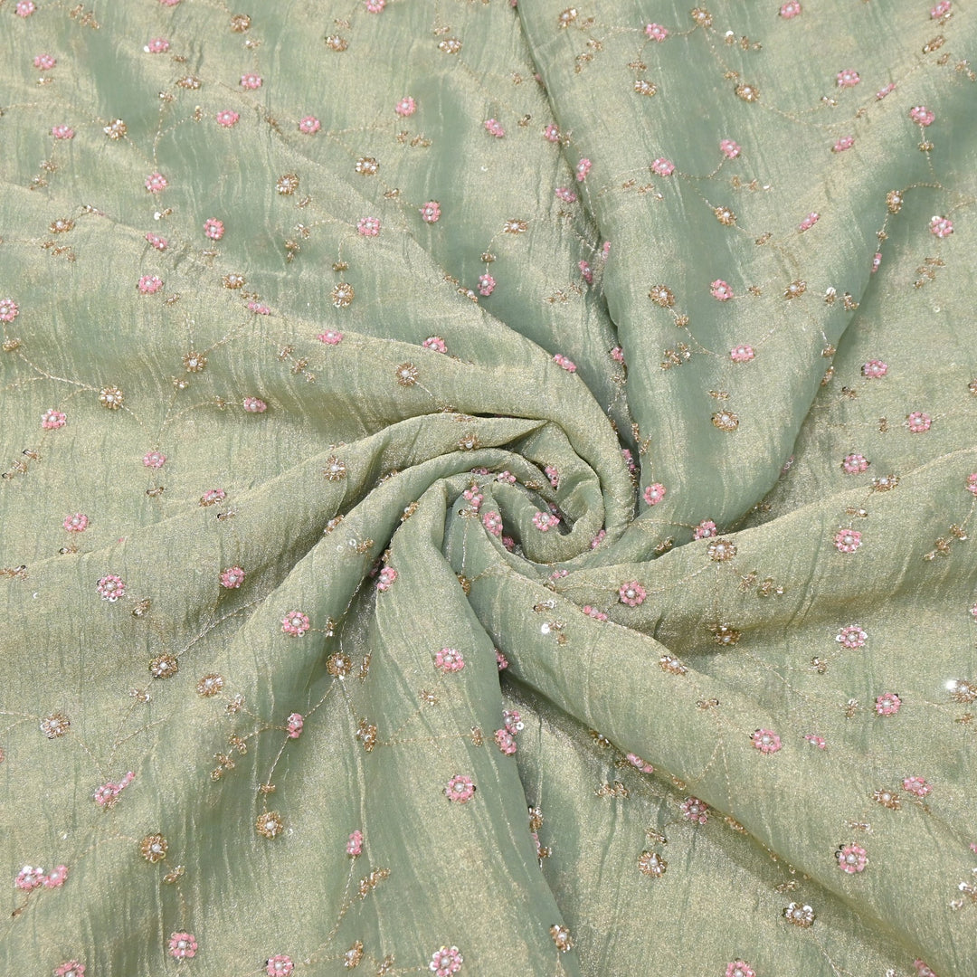 Dyed Shimmer Tissue Moti Sequins Embroidery Fabric - S50735-4
