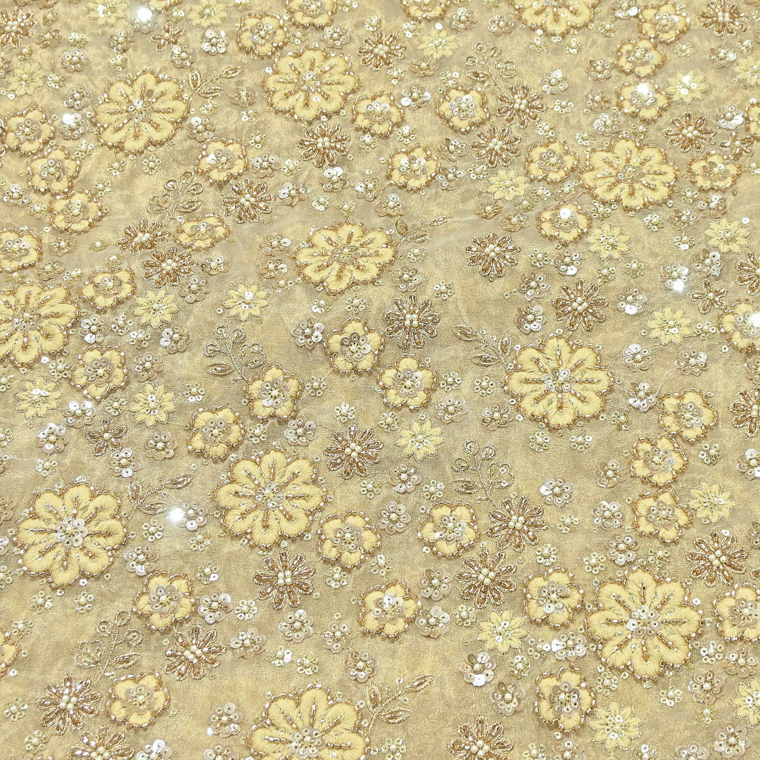 Premium Dyed Tissue Fabric with Thread, Moti & Sequins Embroidery | R-030017-1