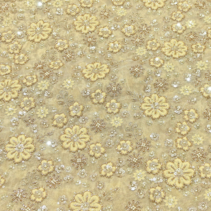 Premium Dyed Tissue Fabric with Thread, Moti & Sequins Embroidery | R-030017-1