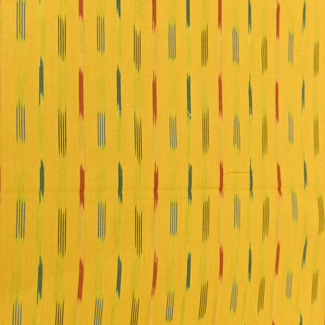 Fuel Yellow Color Cotton Ikkat Print Fabric-000674-11