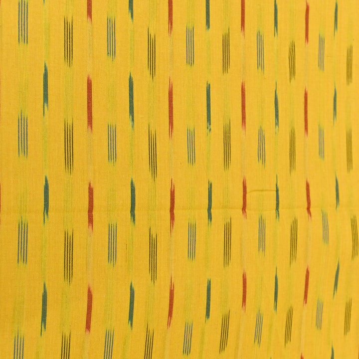 Fuel Yellow Color Cotton Ikkat Print Fabric-000674-11