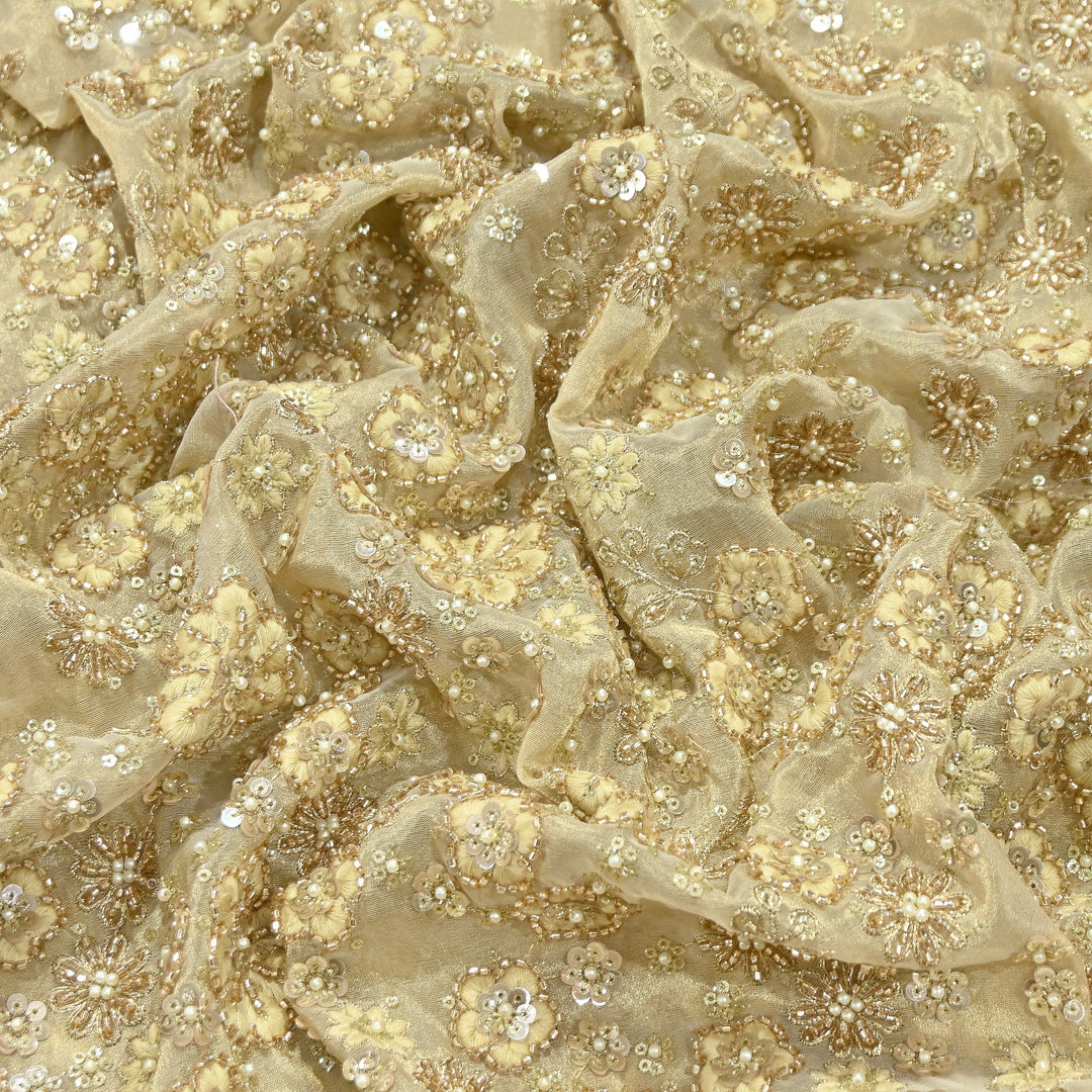 Premium Dyed Tissue Fabric with Thread, Moti & Sequins Embroidery | R-030017-1