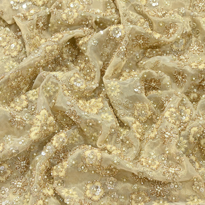 Premium Dyed Tissue Fabric with Thread, Moti & Sequins Embroidery | R-030017-1
