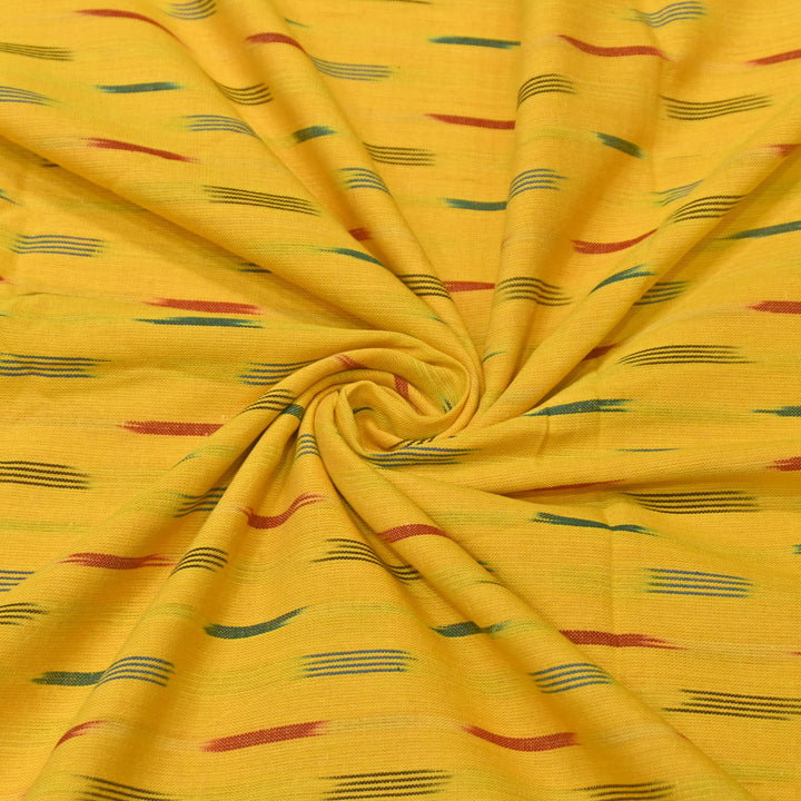 Fuel Yellow Color Cotton Ikkat Print Fabric-000674-11