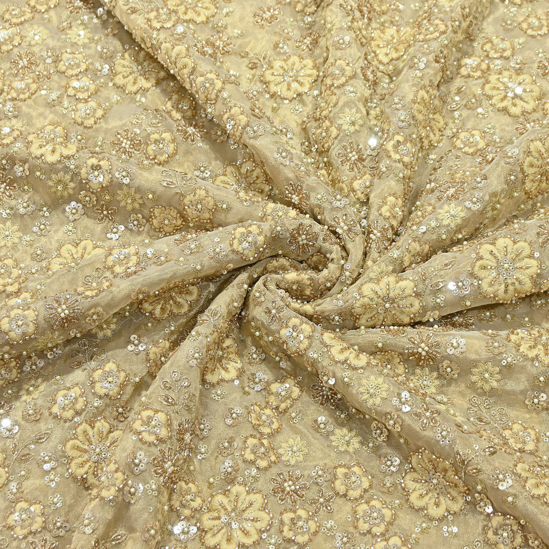 Premium Dyed Tissue Fabric with Thread, Moti & Sequins Embroidery | R-030017-1