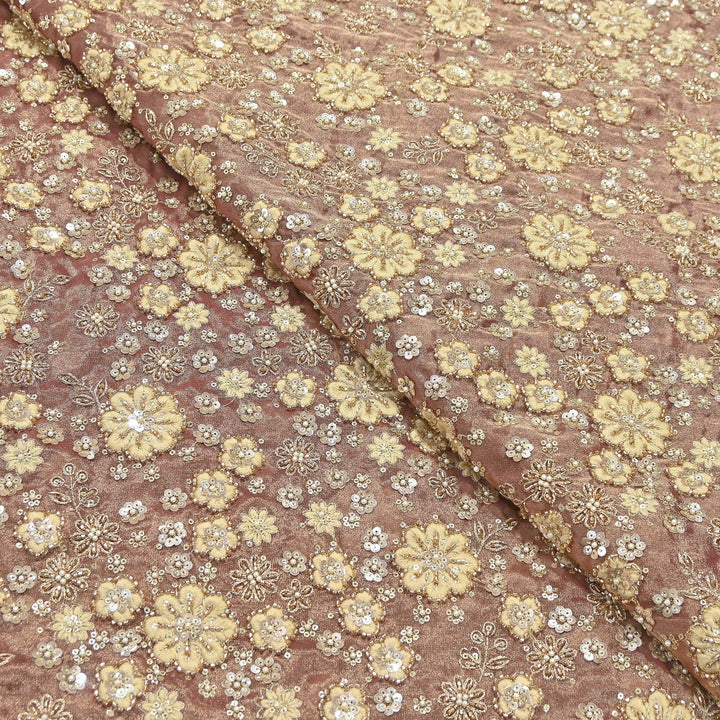 Premium Dyed Tissue Fabric with Thread, Moti & Sequins Embroidery | R-030017-2