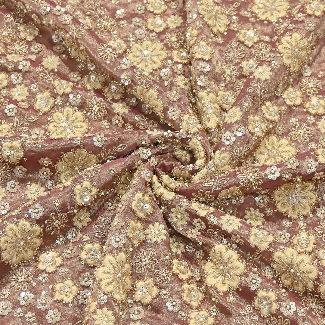 Premium Dyed Tissue Fabric with Thread, Moti & Sequins Embroidery | R-030017-2