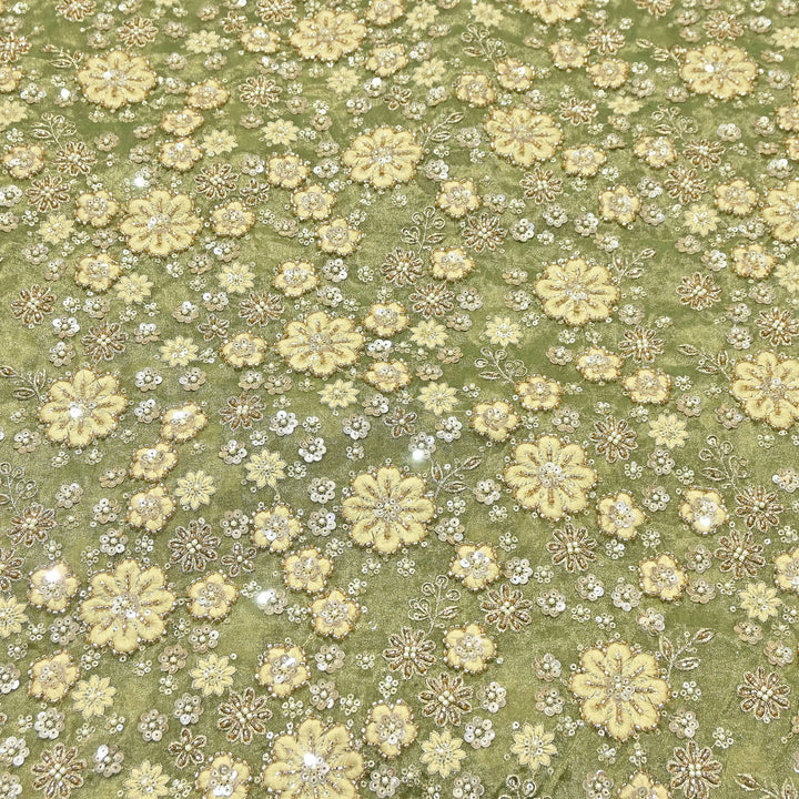 Premium Dyed Tissue Fabric with Thread, Moti & Sequins Embroidery | R-030017-3
