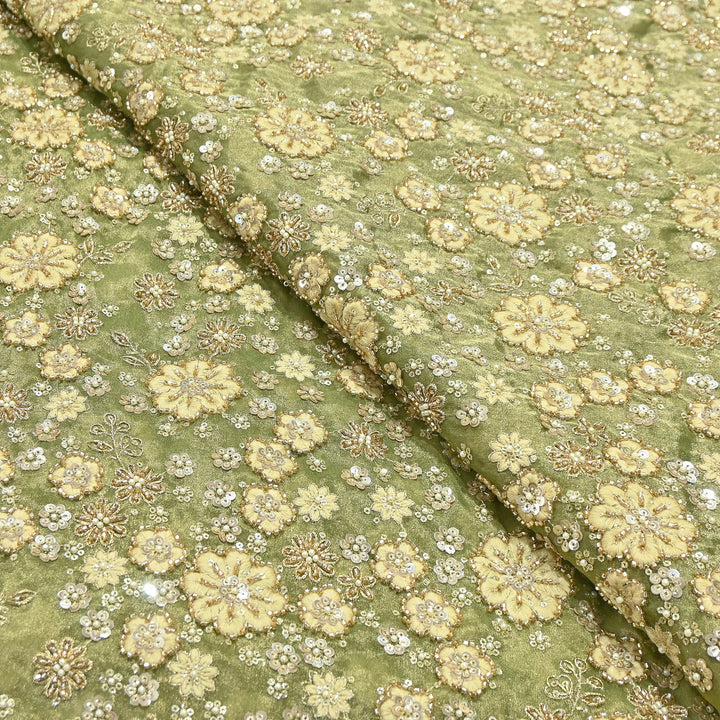 Premium Dyed Tissue Fabric with Thread, Moti & Sequins Embroidery | R-030017-3