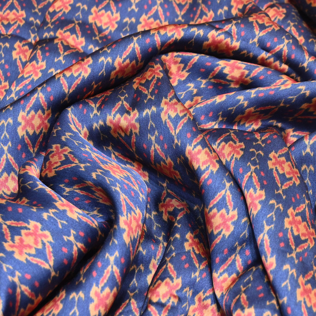 Elegant Modal Satin Digital Print Fabric 6 – Soft Luxury Designer Fabric - 001416- T10