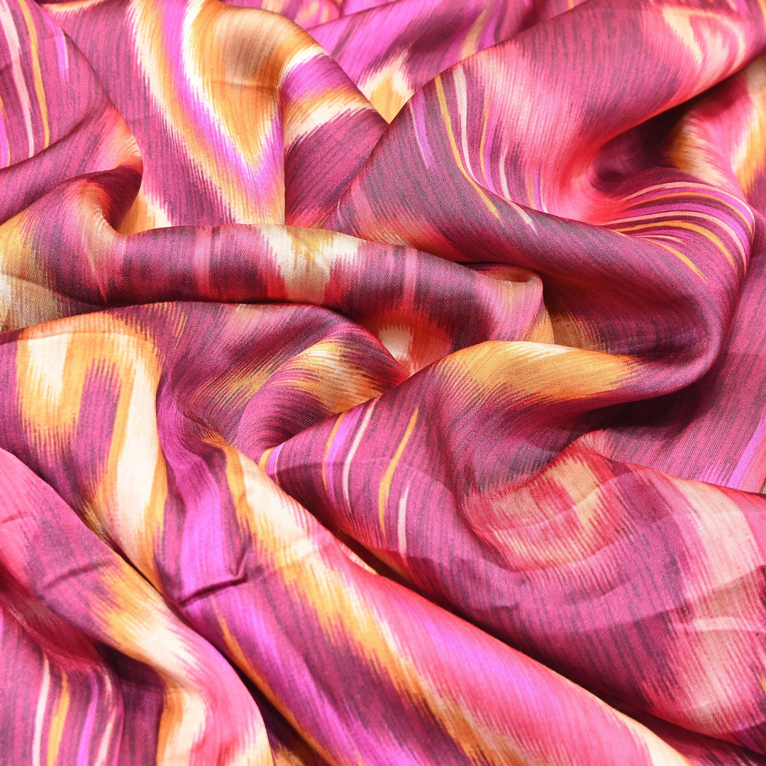 Elegant Modal Satin Digital Print Fabric 6 – Soft Luxury Designer Fabric - 001416- T7