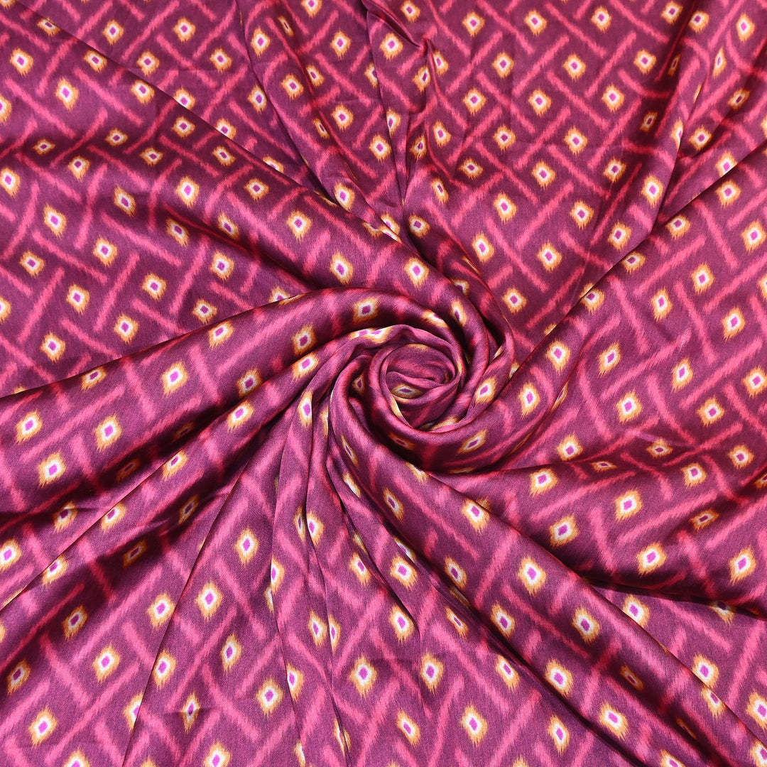 Elegant Modal Satin Digital Print Fabric 6 – Soft Luxury Designer Fabric - 001416- T8