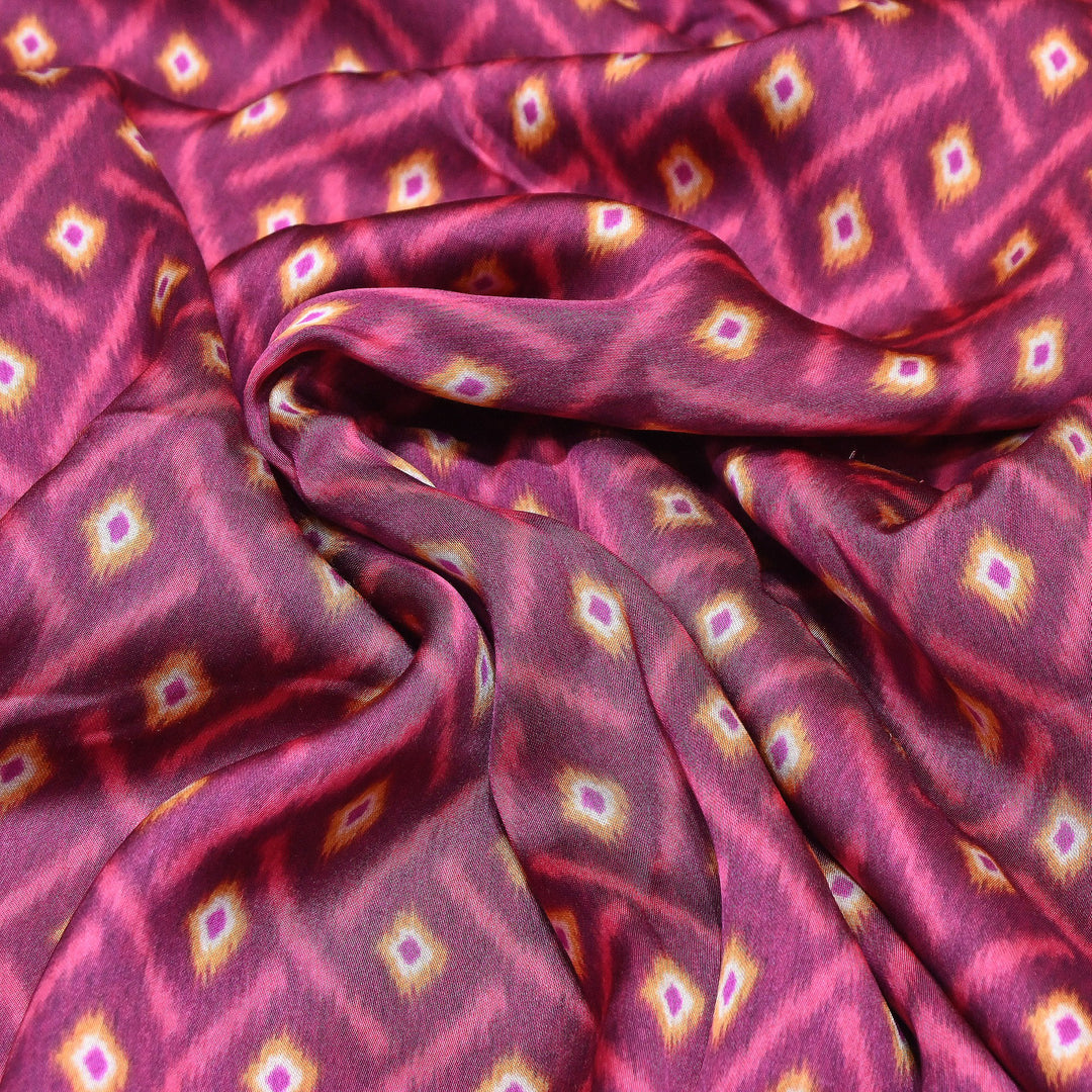 Elegant Modal Satin Digital Print Fabric 6 – Soft Luxury Designer Fabric - 001416- T8