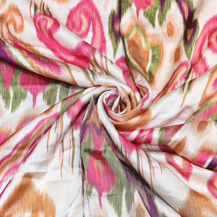 Elegant Modal Satin Digital Print Fabric 6 – Soft Luxury Designer Fabric - 001416- T13
